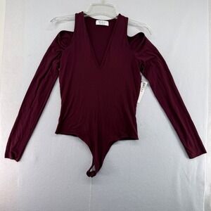 Bailey 44 Patricia Cold Shoulder Bodice V-Neck Berry Long Sleeve Top Medium‎ NEW